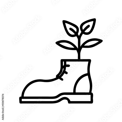Boot used as a plant pot, black icon