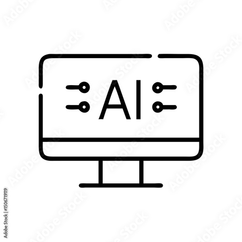 AI on digital computer screen, icon