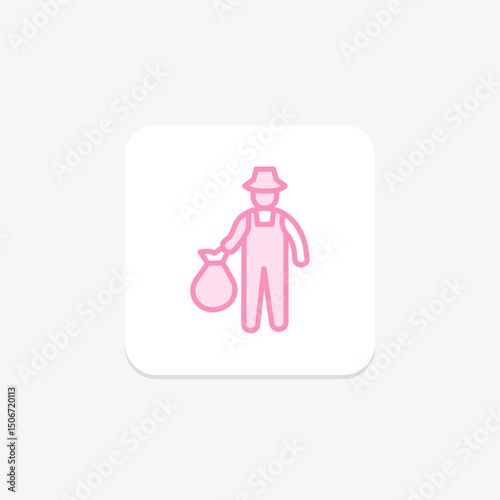 Farmer With Compost Bag, vector, pixel perfect, illustrator file