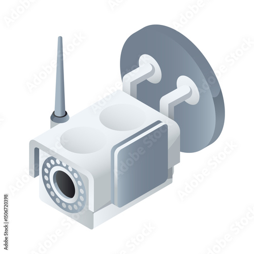 Security camera isolated isometric icon. Vector illustration cctv on white background. Vector isometric icon security camera