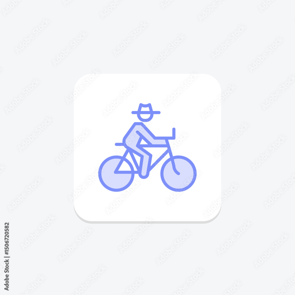 Fototapeta premium Farmer On Bicycle, vector, pixel perfect, illustrator file