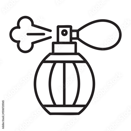 Vintage Perfume Bottle Icon With Atomizer Spray Outline Illustration For Fragrance Scent Beauty Cosmetic And Aromatherapy Design