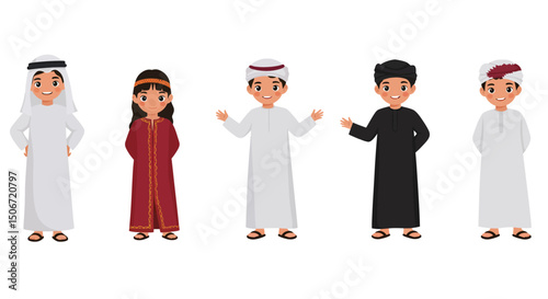 Cartoon Characters in Traditional Middle Eastern Clothing