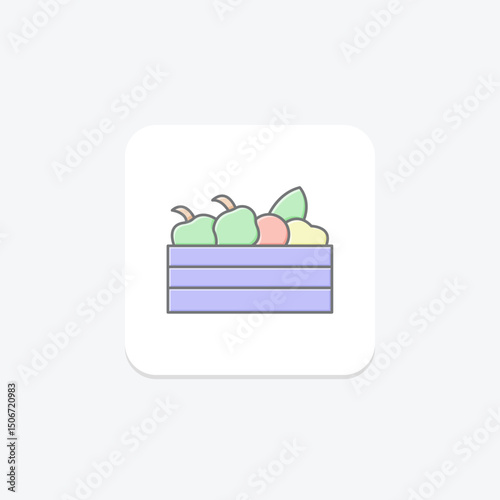 Wooden Crate Of Veggies, vector, pixel perfect, illustrator file