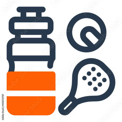 Water Bottle with Racket and Ball Symbol