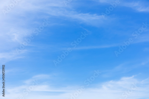 Fantastic soft white clouds against blue sky and copy space horizontal shape. Web banner.Website header.