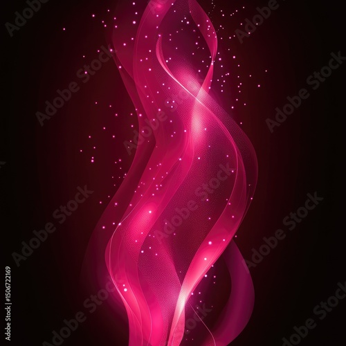 Vibrant pink energy swirls with glowing particles on a dark background, creating a dynamic and ethereal effect