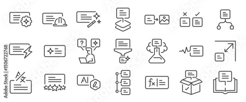 Prompt engineer icon set. It includes prompt, code, ai, engineering, generated and more icons. Editable Vector Stroke.
