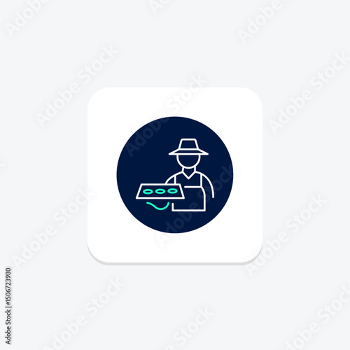 Farmer With Seedling Tray, vector, pixel perfect, illustrator file