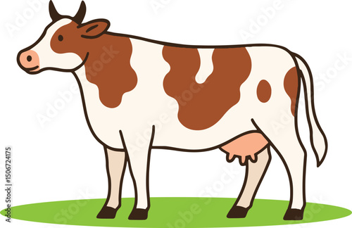 Cow Vector Illustration, Isolated on White Background