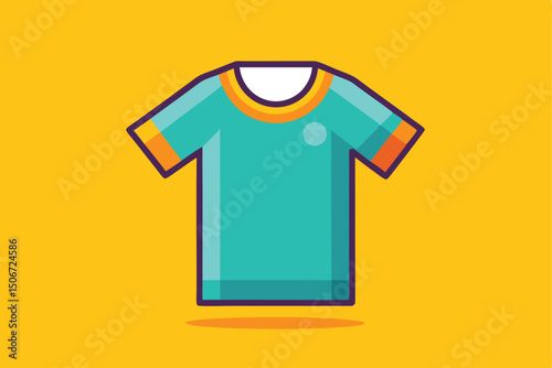 Orange t-shirt with short sleeves isolated on beige background
