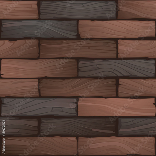 Mixed Tone Wooden Brick Wall Texture