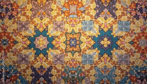 Geometric tapestry pattern, muted tones, subtle texture, simple, design element