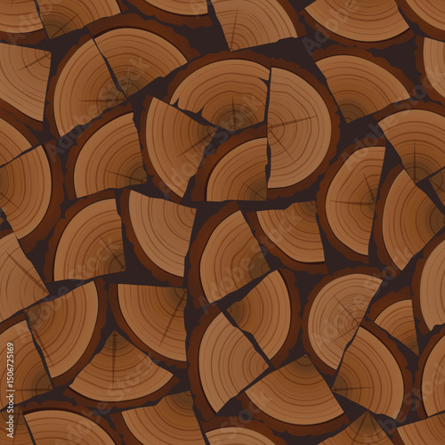 Chopped Firewood Log Slice Pattern