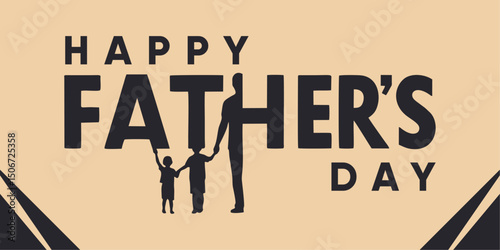 Father Holding Hands with Kids – Father’s Day Concept Art
