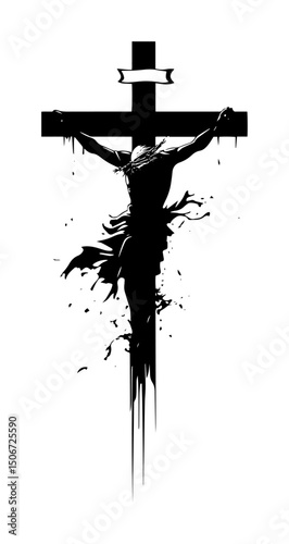 jesus crucifixion scene black vector silhouette