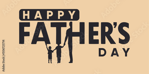 Father Holding Hands with Kids – Father’s Day Concept Art