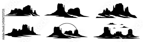 monument valley formations set clean vector cut-out