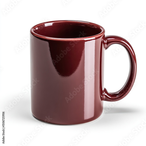 Deep maroon coffee mug on white background, perfect for your morning brew