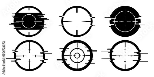 tactical crosshair targets pack silhouette shape clean vector lines with vintage feel
