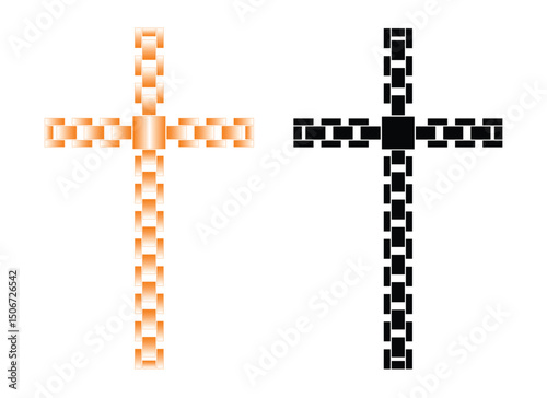 silhouette of a cross in the form of a chain with a transparent background