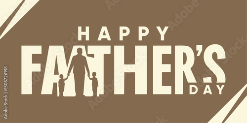 Minimalist Father’s Day Banner with Family Illustration
