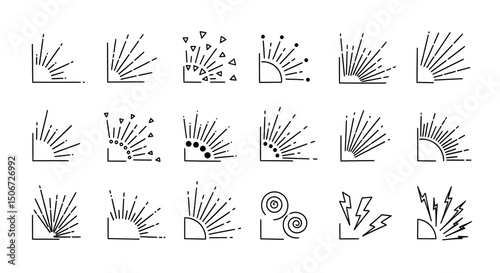 Hand-Drawn Burst and Sparkle Element Set