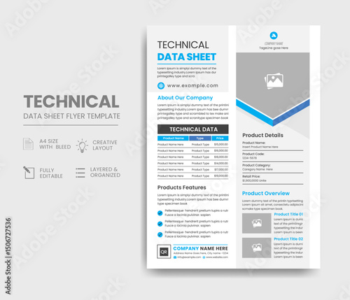 Technical Data Sheet Flyer Template Design