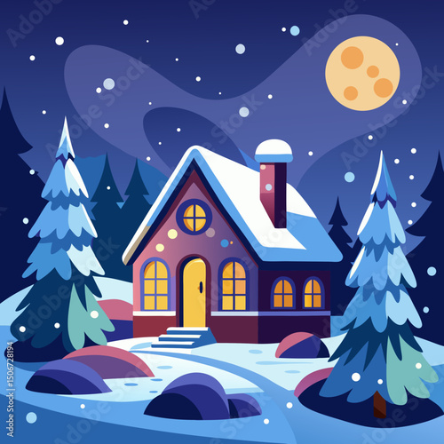 winter landscape with house