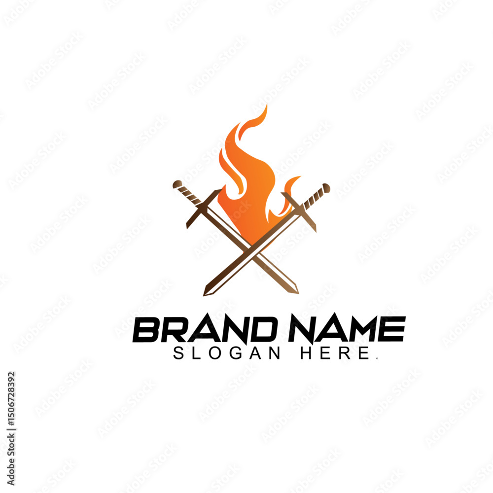 Obraz premium Vector Illustration of Fire and Swords