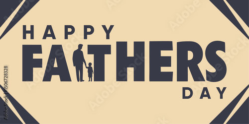 Father and Kids Silhouette Inside Bold Father’s Day Text