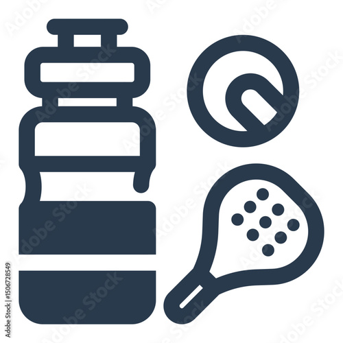 Water Bottle with Racket and Ball Symbol
