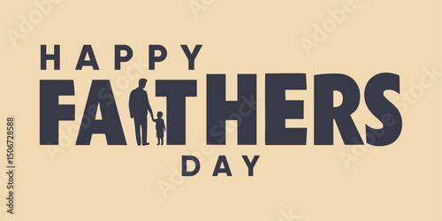 Father and Kids Silhouette Inside Bold Father’s Day Text
