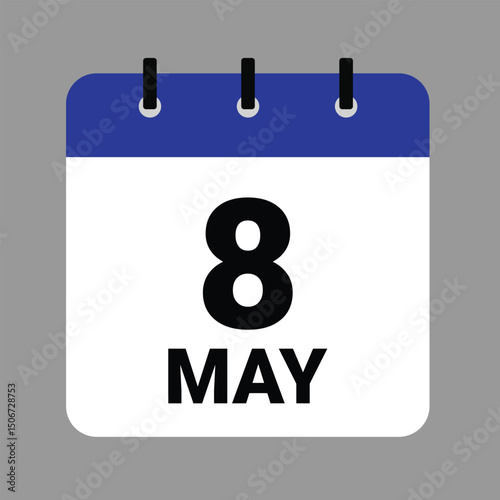 May 8 - Daily Calendar Icon - White Background