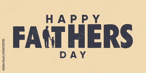Father and Kids Silhouette Inside Bold Father’s Day Text