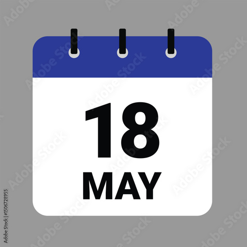 May 18 - Daily Calendar Icon - White Background
