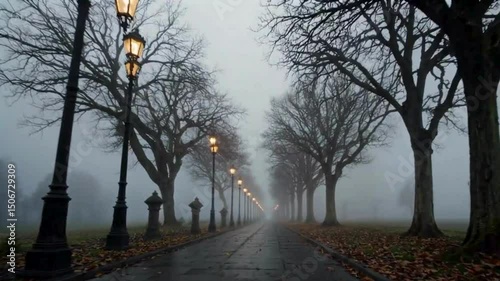 foggy morning in the park