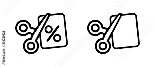 Scissor cut with discount offer icon. scissor cut paper symbol. scissor cut for discount promotion, price tag and others. scissor cut paper for app, website png and vector