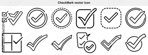 Approval Checkmark Icons Set Vector Design
