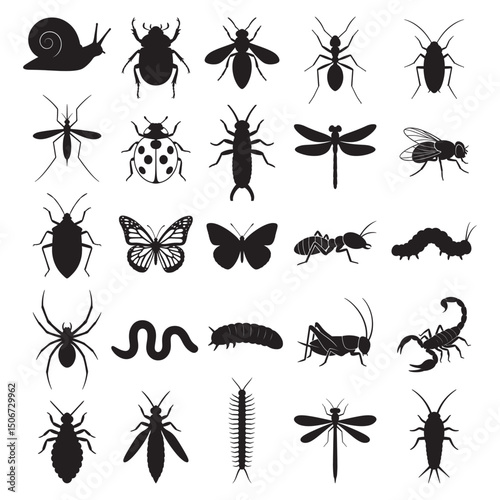 Nature’s Insect Silhouette Vector Set