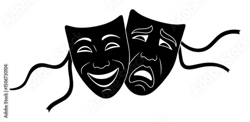 comedy and tragedy theatre masks – drama icon vector