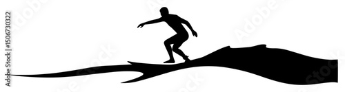 surfer riding wave – sport silhouette vector illustration