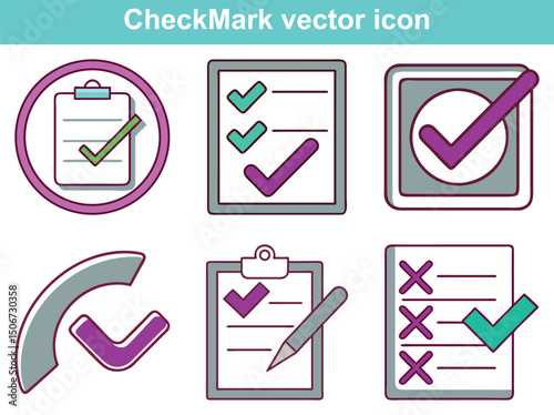 Approval Checkmark Icons Set Vector Design