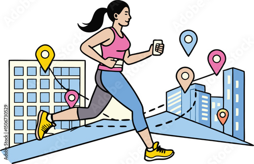 Confident female jogger running on a marked path