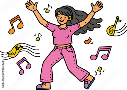 Energetic girl dancing with style and enthusiasm