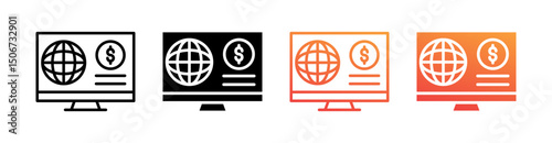 Online Business Multi Style Icon Set Vector 