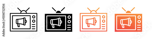 Broadcast Multi Style Icon Set Vector 