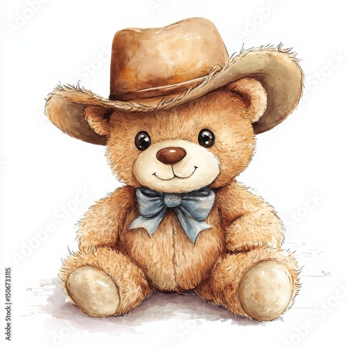 Teddy Bear Cowboy Hat: Adorable Child's Stuffed Toy for Kids Room Decor