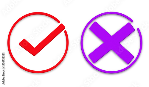Yes and no symbols with transparent background