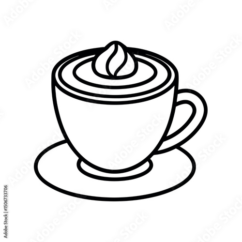 Cafe Con Leche Line Art Food Vector